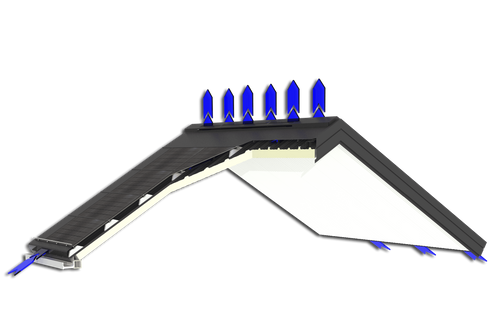 Smart roof with ridge evaporator